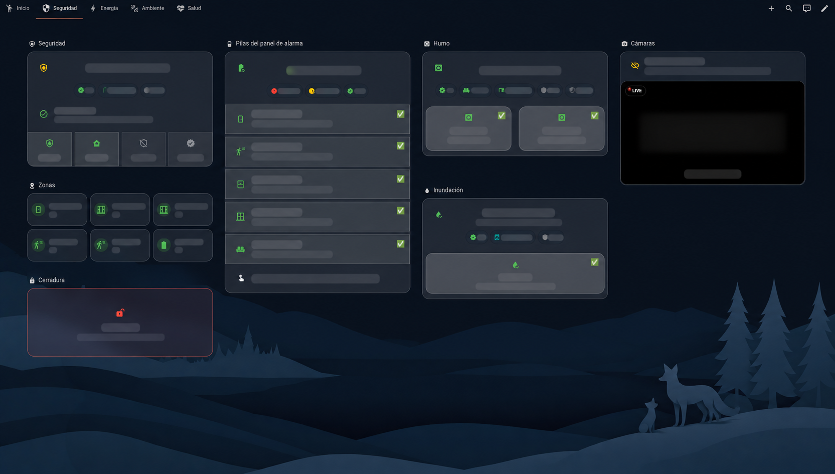 Home Assistant — dashboard de seguridad y cámaras